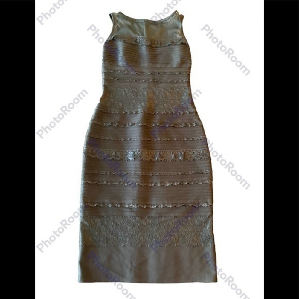 Tadashi Shoji Black Lace Midi Dress Bodycon Cocktail Prom Size S Small